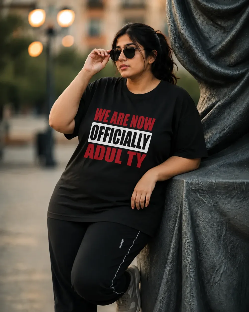 Officially Adulty Plus Size Unisex Regular Fit T-Shirt – Black