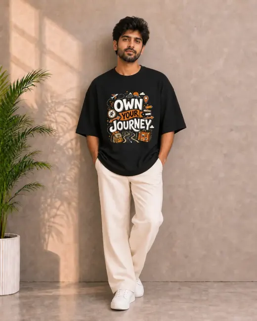 Own Your Journey Black Oversized T-Shirt