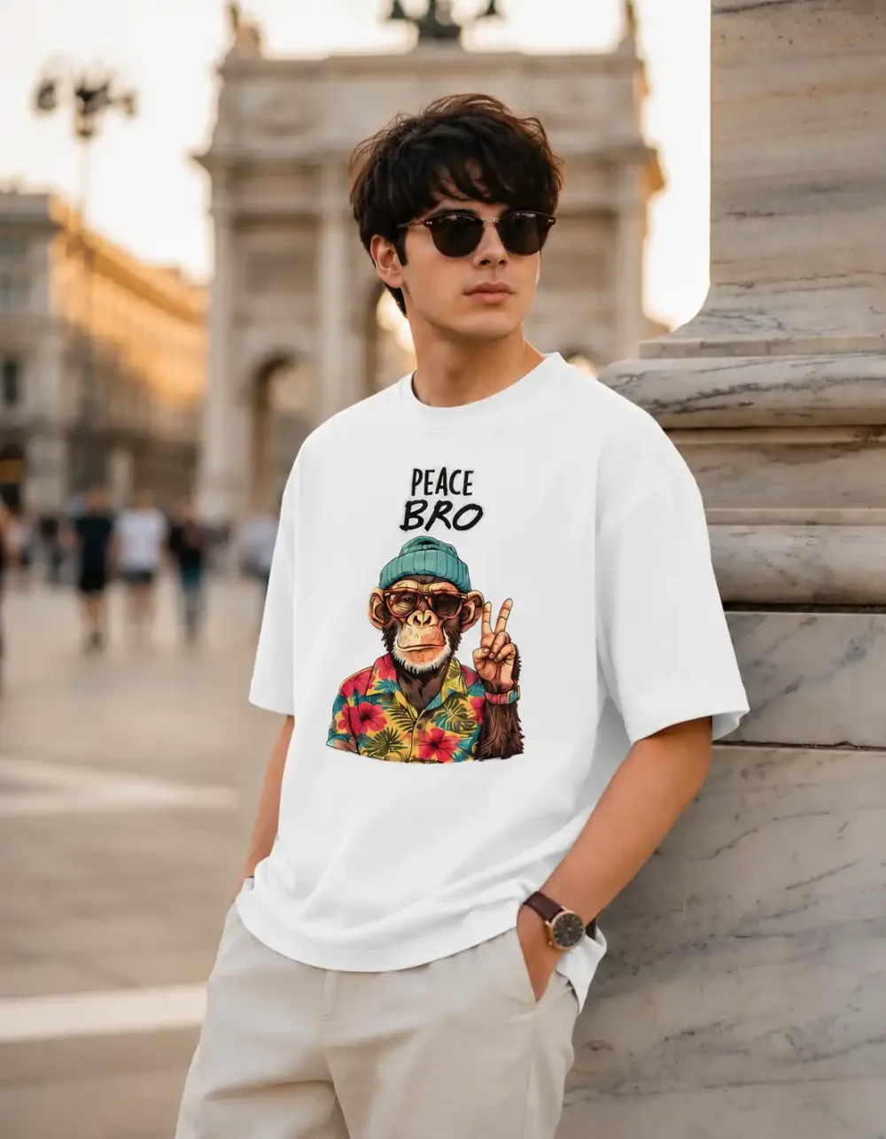 Peace Bro Chimp Graphic Supima Cotton T-Shirt