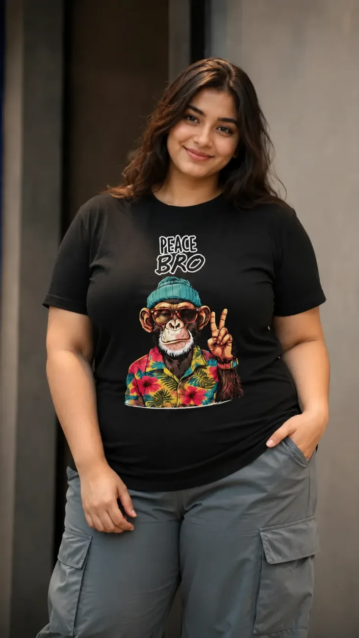 Peace Bro Plus Size Unisex Regular Fit T-Shirt – Black/White