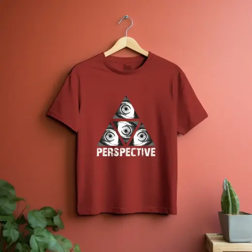 Oversized Supima cotton t-shirt with perspective geometric graphic, front view