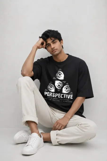 Perspective oversized graphic t-shirt with bold front graphic and relaxed, roomy fit