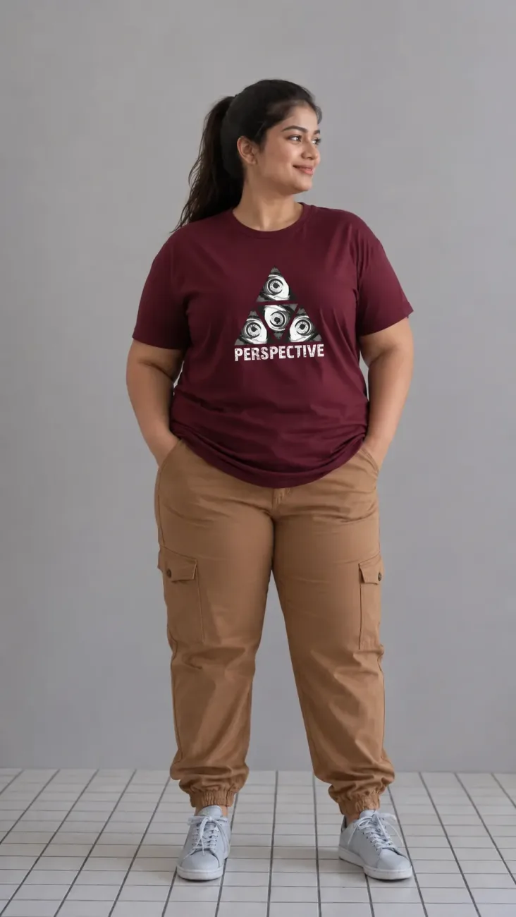 Perspective Plus Size Unisex Regular Fit T-Shirt – Maroon
