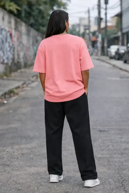 pink terry oversize t-shirt in relaxed fit with short sleeves