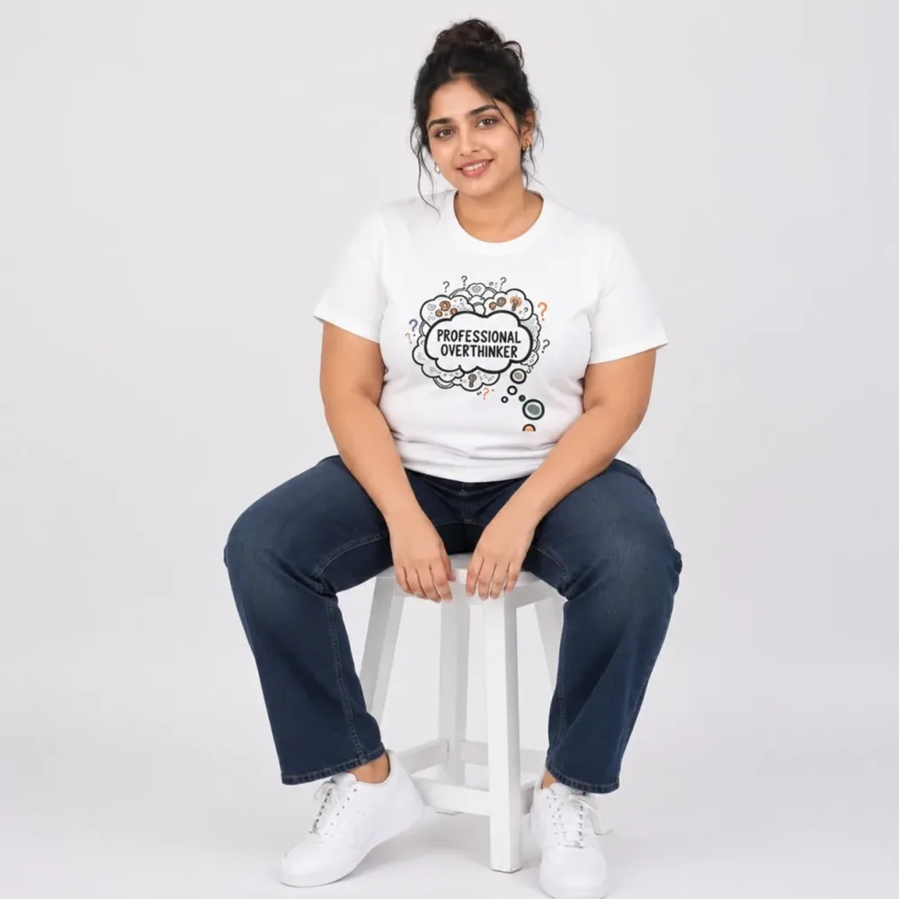 Professional Overthinker Plus Size Unisex Regular Fit T-Shirt – White
