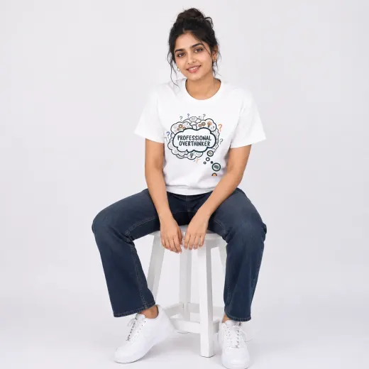 Professional Overthinker White Graphic T-Shirt