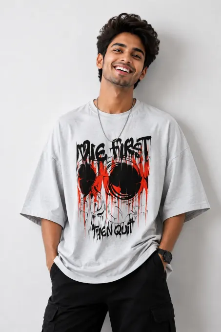 Red Riot Skull oversized t-shirt featuring a bold skull graphic