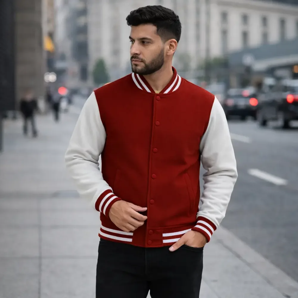 Red & White Unisex Varsity Jacket