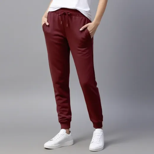 Maroon relaxed-fit women's jogger pants