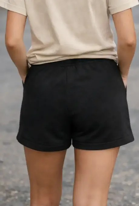Black men's casual cotton terry shorts