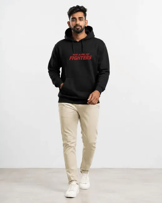 Anime Fighter black pullover hoodie with front graphic