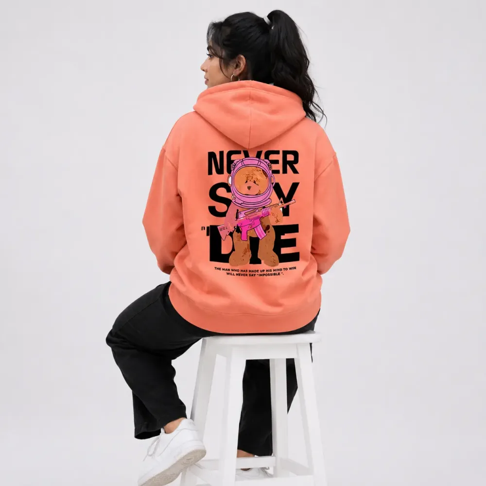 Never Say Die Coral Pullover Hoodie
