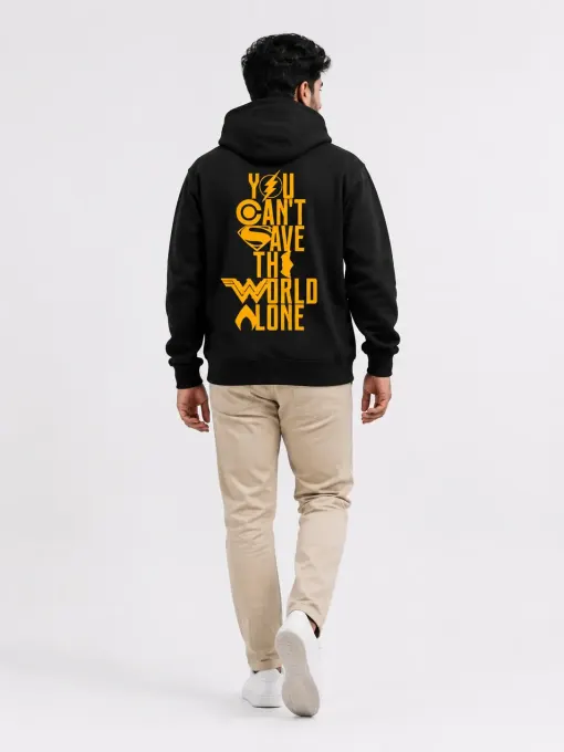 Save The World black pullover hoodie with front print