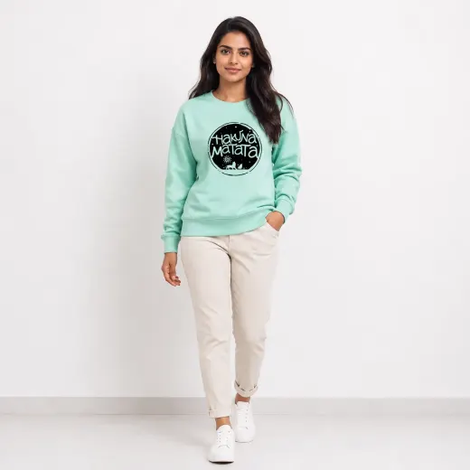 Hakuna Matata circle graphic sweatshirt — front view with bold circular print