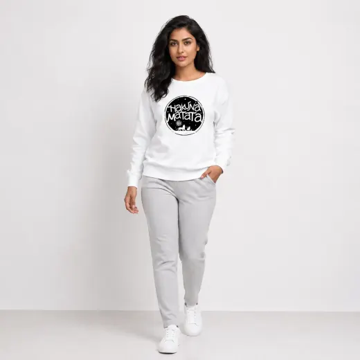 Hakuna Matata circle graphic sweatshirt showing a circular front print