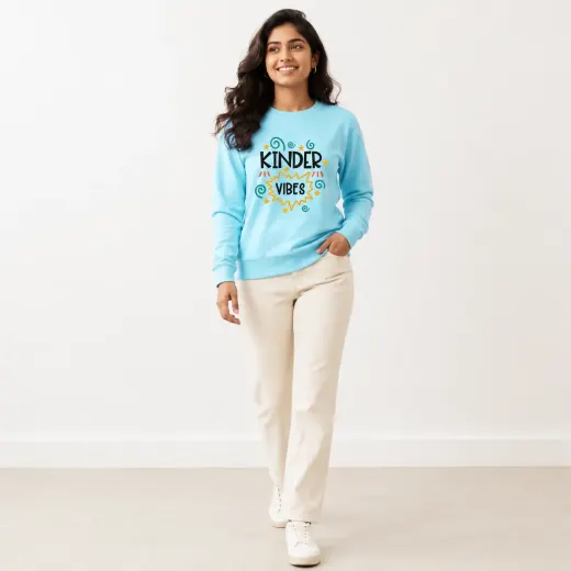 Kinder Vibes graphic unisex sweatshirt — front view on clean background