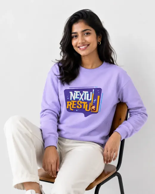 Nextu Restu graphic unisex sweatshirt on neutral background