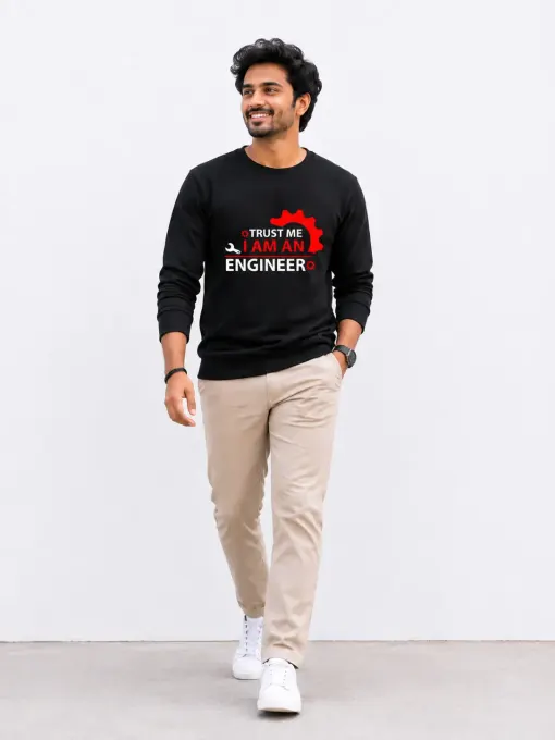 Oversized sweatshirt with 'Trust Me I Am An Engineer' printed slogan