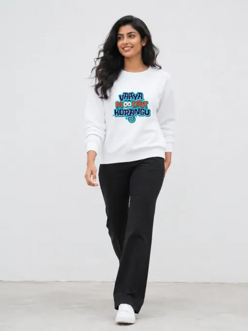 Vaaya Moodra Korangu graphic sweatshirt — oversized streetwear sweatshirt with bold korangu graphic