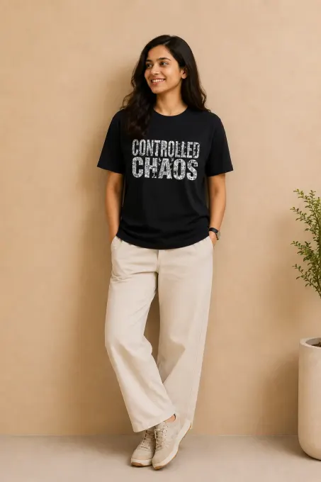 Controlled Chaos Black Graphic T-Shirt