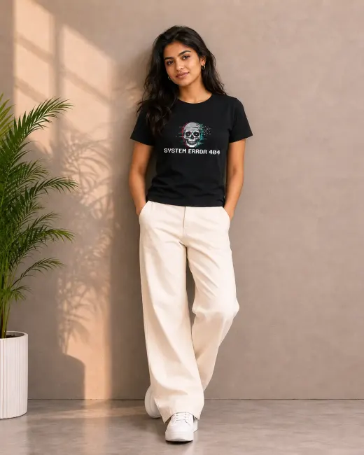 System Error 404 Black Graphic T-Shirt