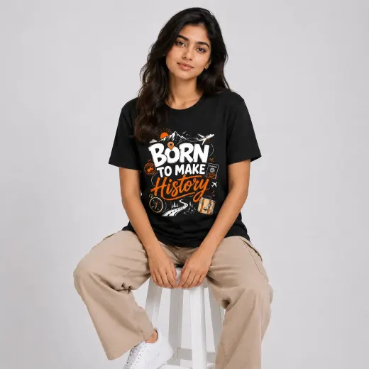 Born To Make History Black Graphic T-Shirt