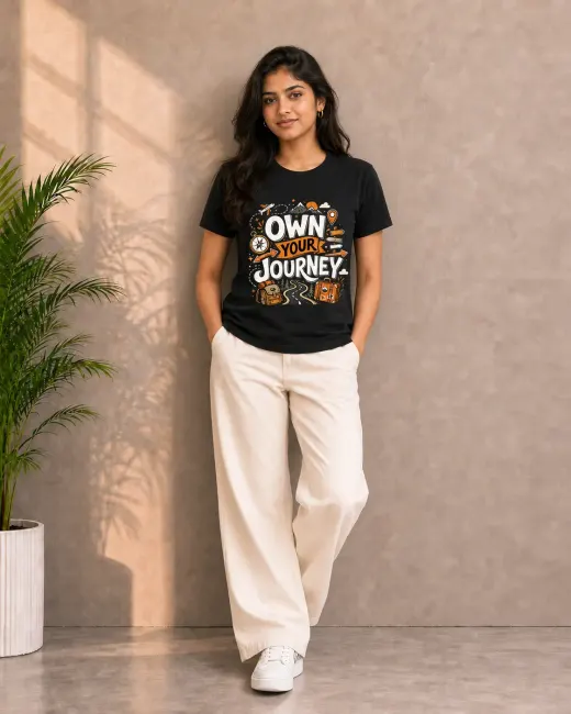 Own Your Journey black graphic t-shirt in Supima cotton
