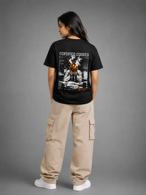 Black Supima cotton T-shirt with bold typographic back print, crew neck and short sleeves, front plain
