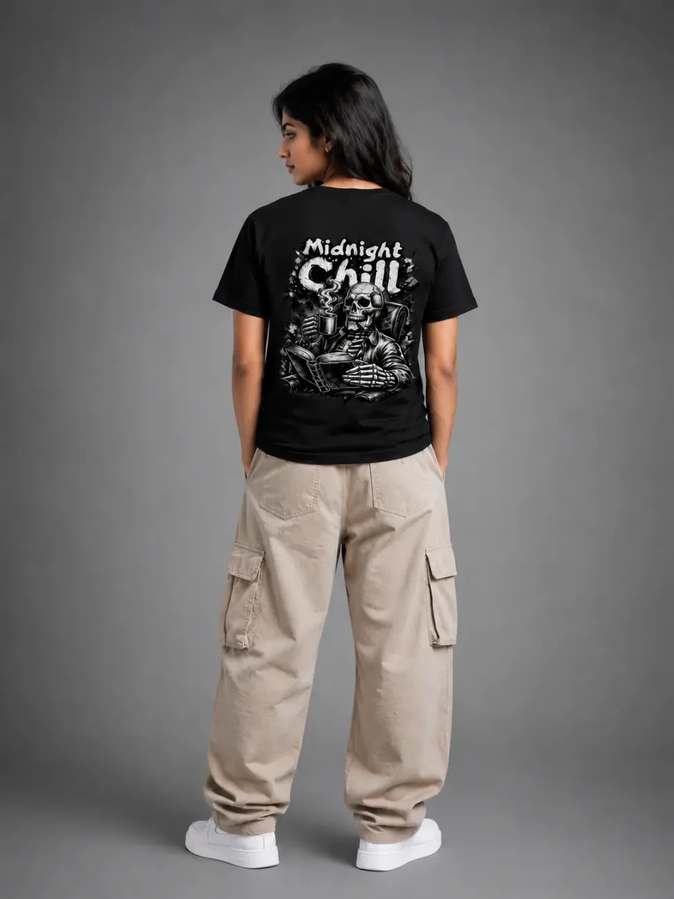 Midnight Chill Black Back Print T-Shirt