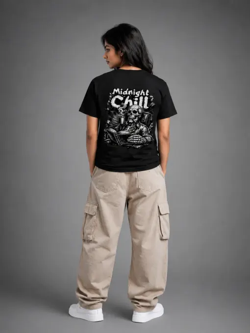 Midnight Chill Black Back Print T-Shirt
