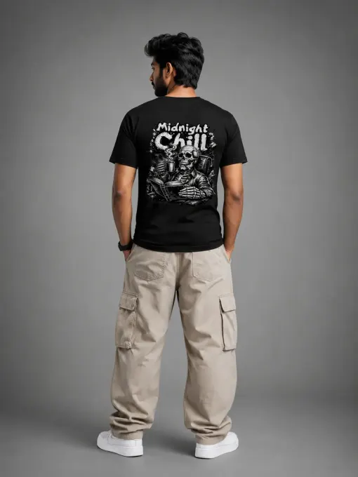 Midnight Chill Black Back Print T-Shirt