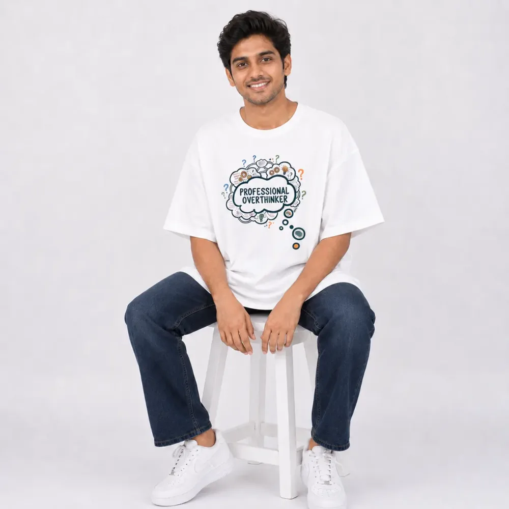 Professional Overthinker White Oversized T-Shirt