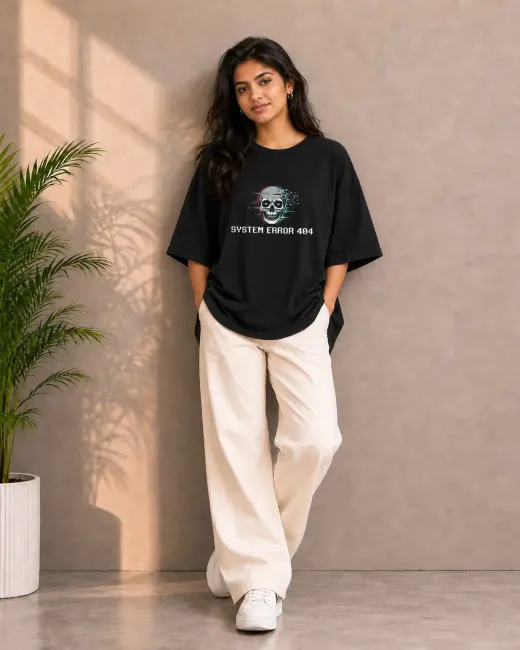 System Error 404 Black Oversized T-Shirt