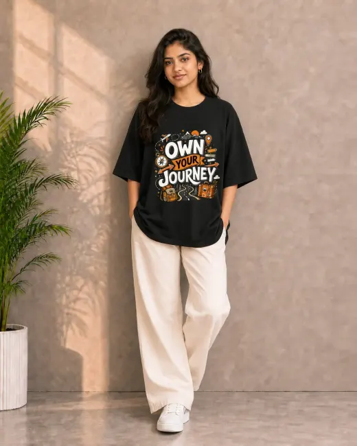 Own Your Journey Black Oversized T-Shirt