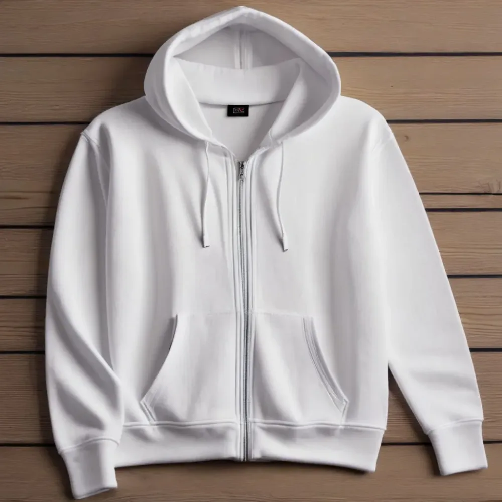 Ruhisen White Heavyweight Zip Hoodie