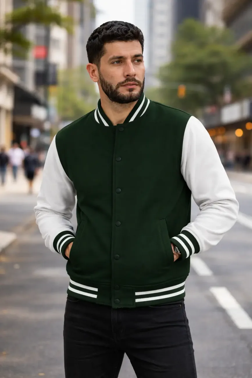 Green & White Unisex Varsity Jacket