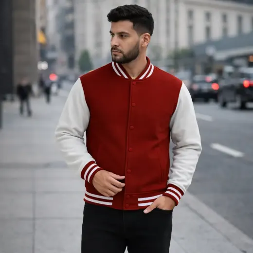 Red & White Unisex Varsity Jacket