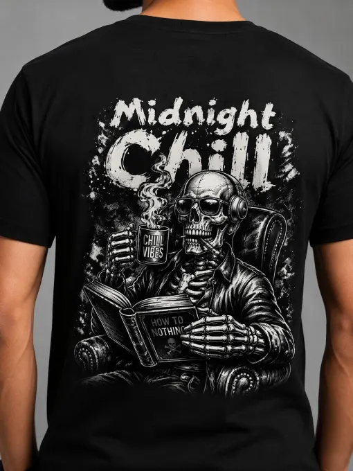 Midnight Chill Black Back Print T-Shirt