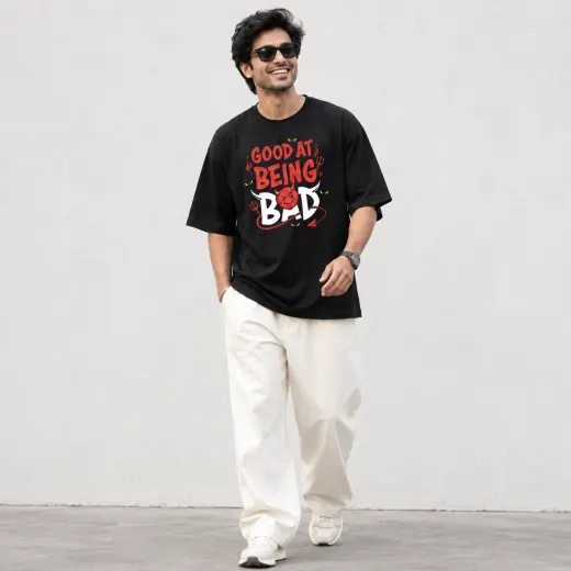 Good At Being Bad Oversized Black T-Shirt