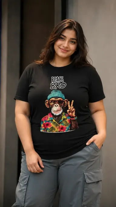 Peace Bro Plus Size Unisex Regular Fit T-Shirt – Black