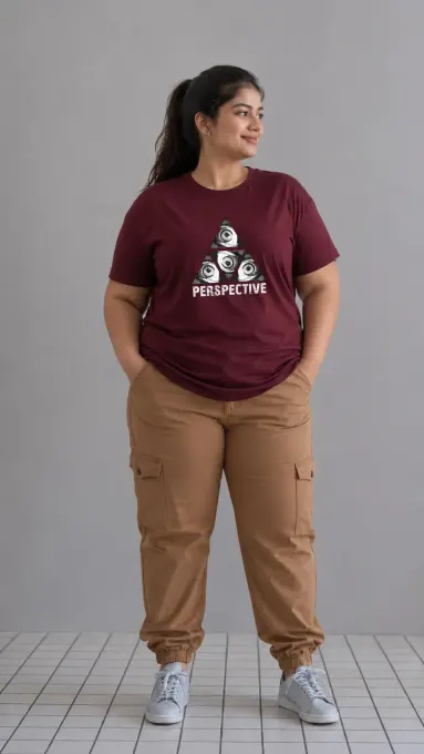 Perspective Plus Size Unisex Regular Fit T-Shirt – Maroon