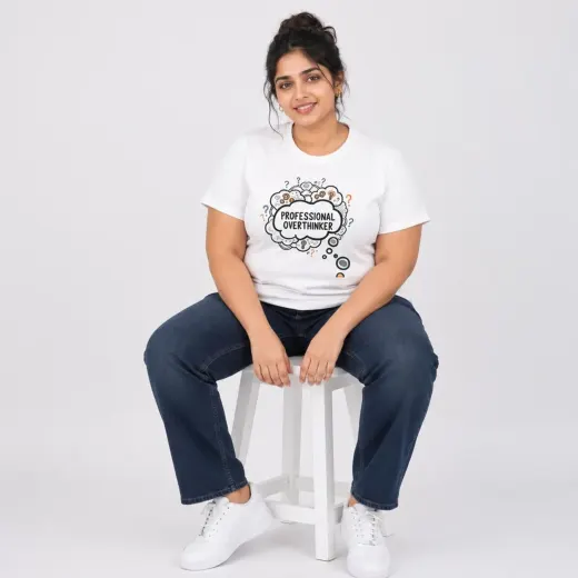 Professional Overthinker Plus Size Unisex Regular Fit T-Shirt – White