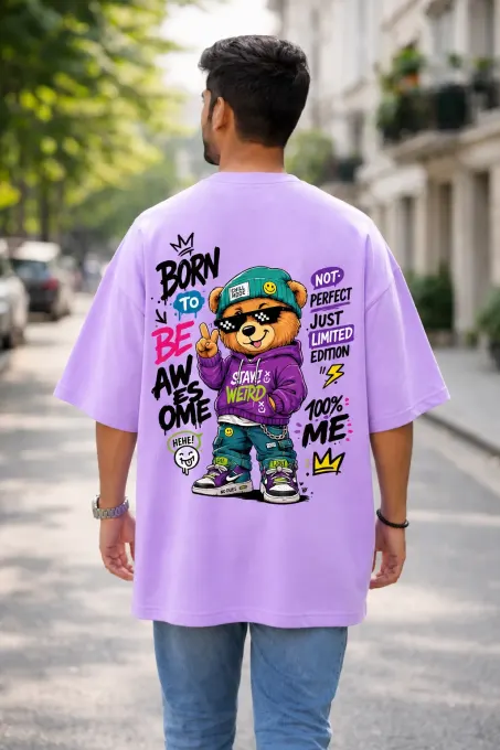 Ruhisen Street Cub oversized T-shirt, front view on model