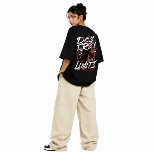 Ruhisen Limit Breaker oversize cotton T-shirt, front view with relaxed fit