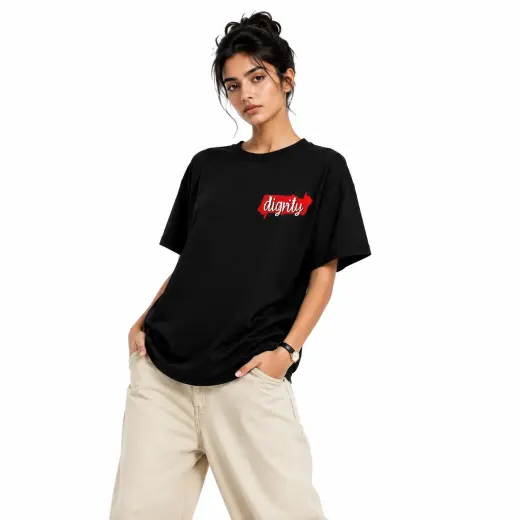 Dignity Code oversize T-shirt front view on plain background