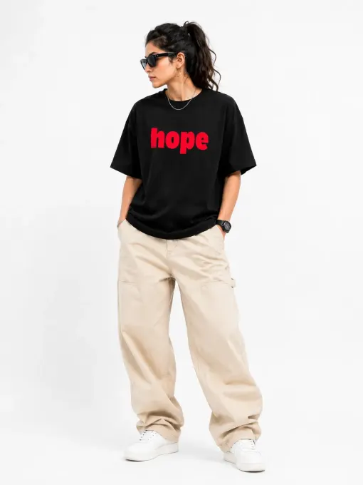 Ruhisen Redline Hope oversized T-shirt in red with front graphic, relaxed fit
