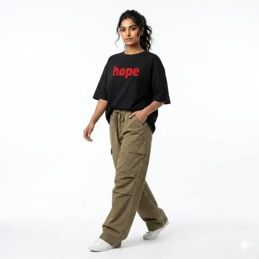 Redline Hope oversized red cotton T-shirt on neutral background