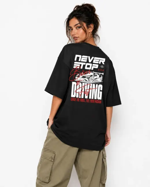 Ruhisen Velocity Drive oversized T-shirt — front view, clean styling