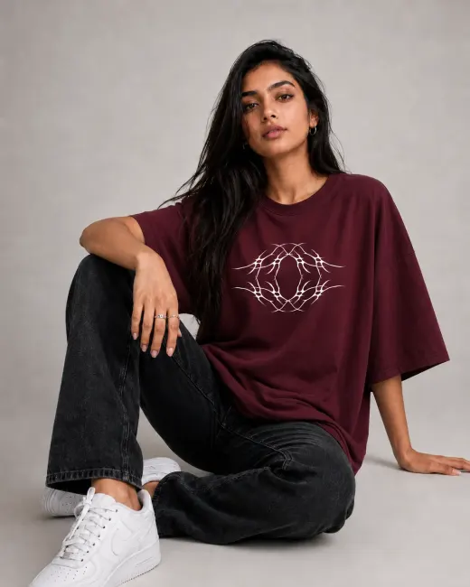 Ruhisen Neural Halo oversize T-shirt, front view on neutral background