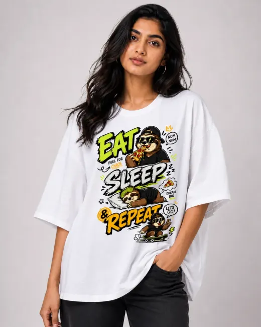 Chill Cycle oversize T-shirt, front view on neutral background — oversized fit
